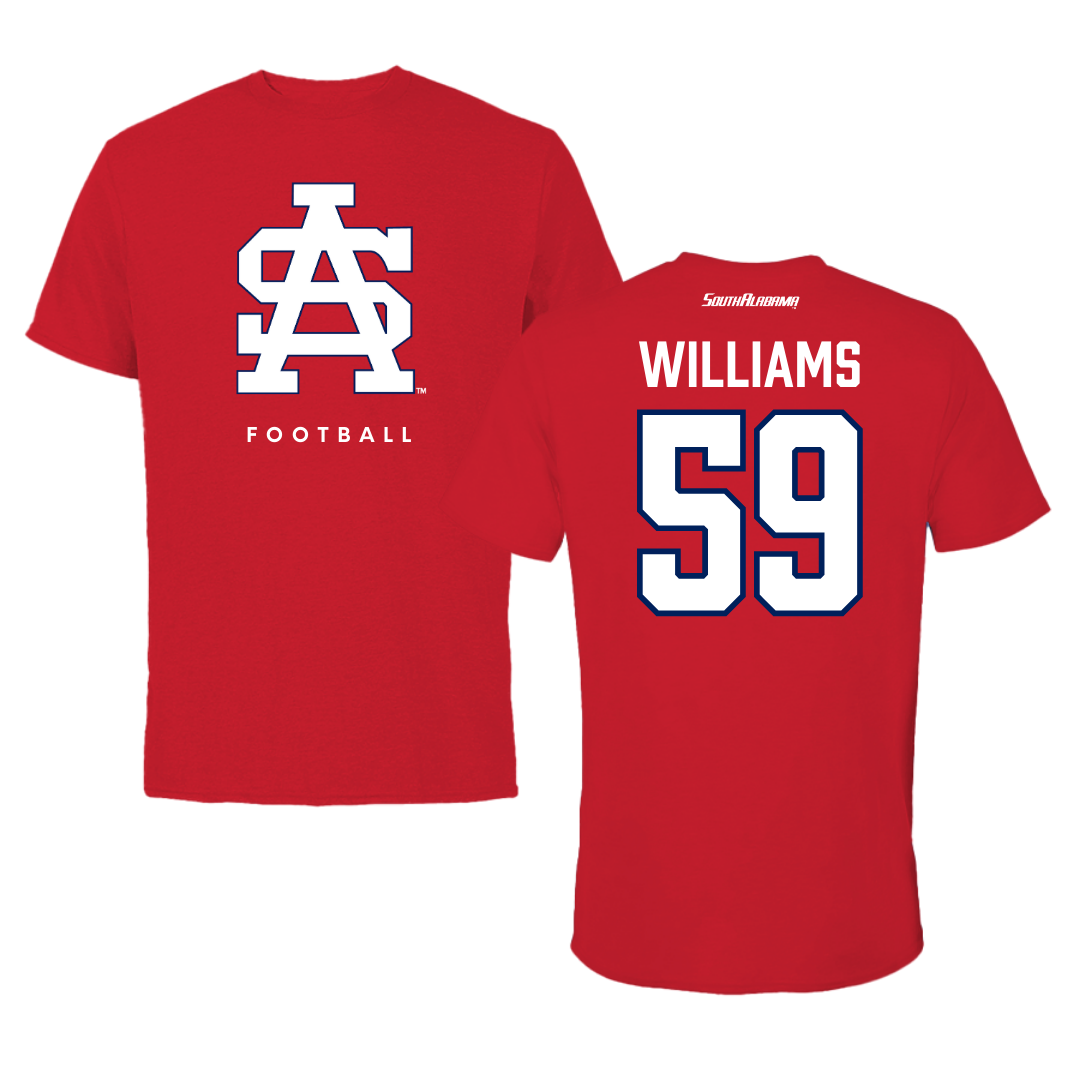 University of South Alabama Football Red Performance Tee - #59 Sam Williams