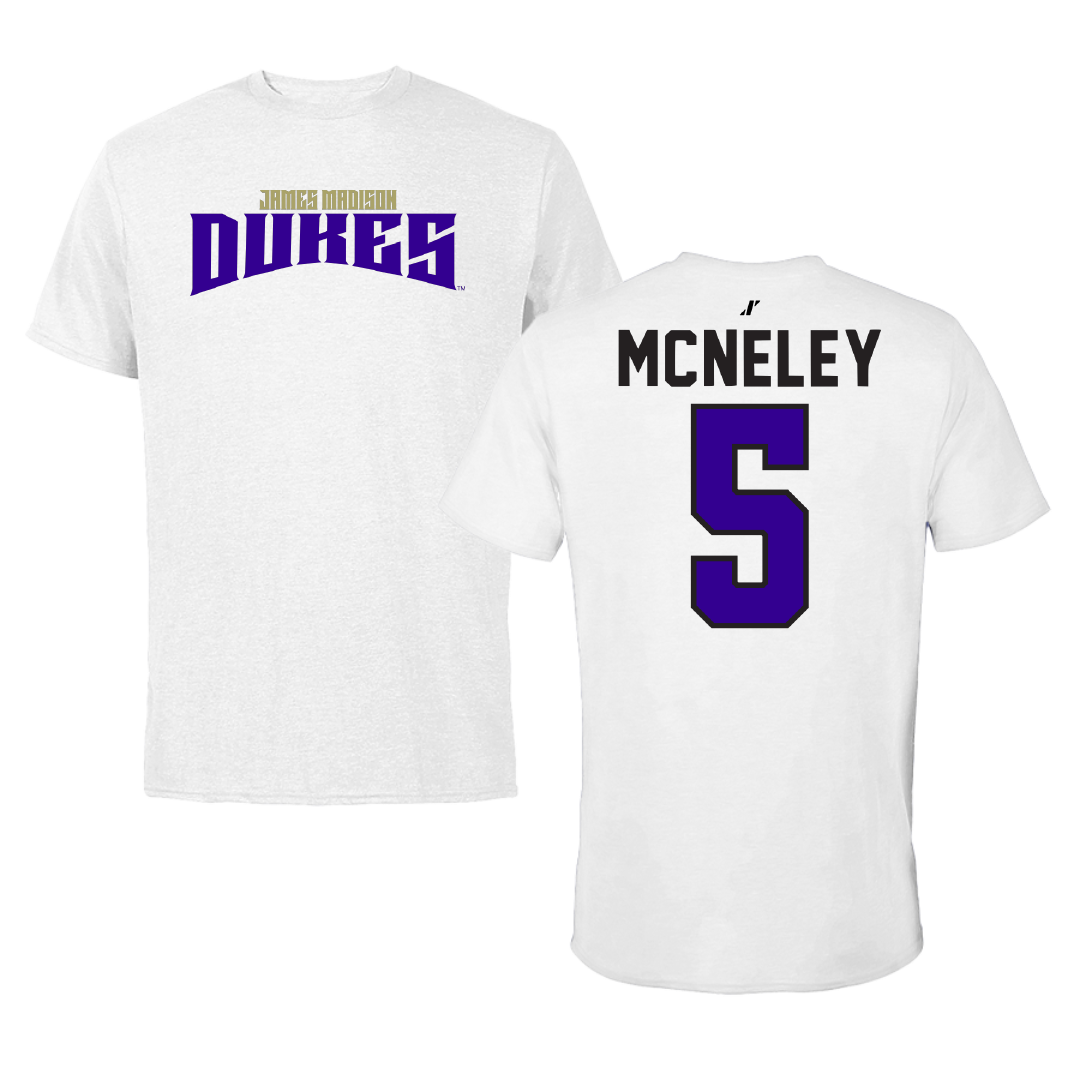James Madison University Volleyball White Classic Performance Tee - #5 Julia McNeley