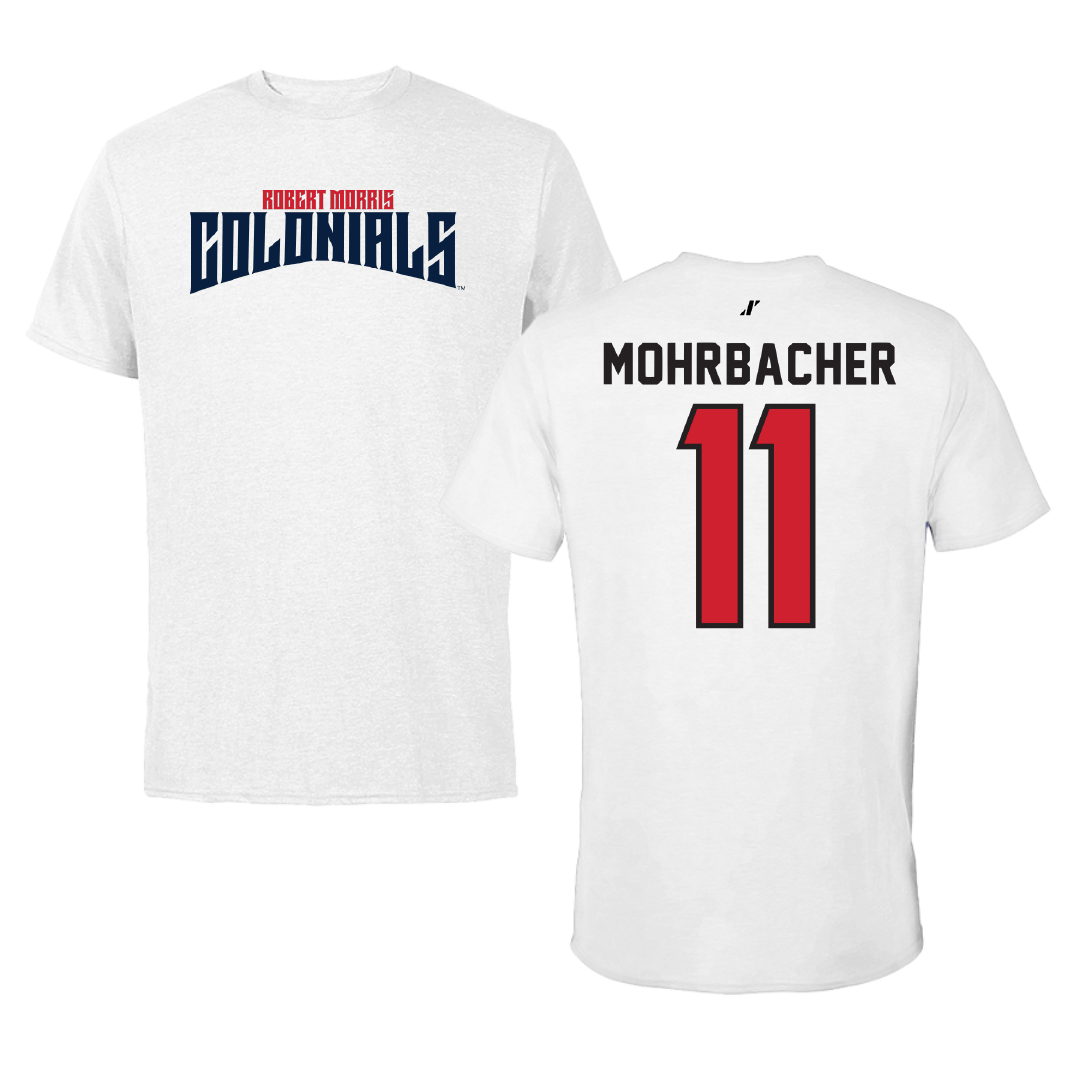 Robert Morris University Soccer White Classic Performance Tee - #11 Renae Mohrbacher