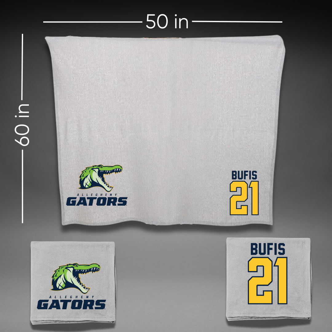 Allegheny College Football Gray Blanket - #21 Cherrieke Bufis