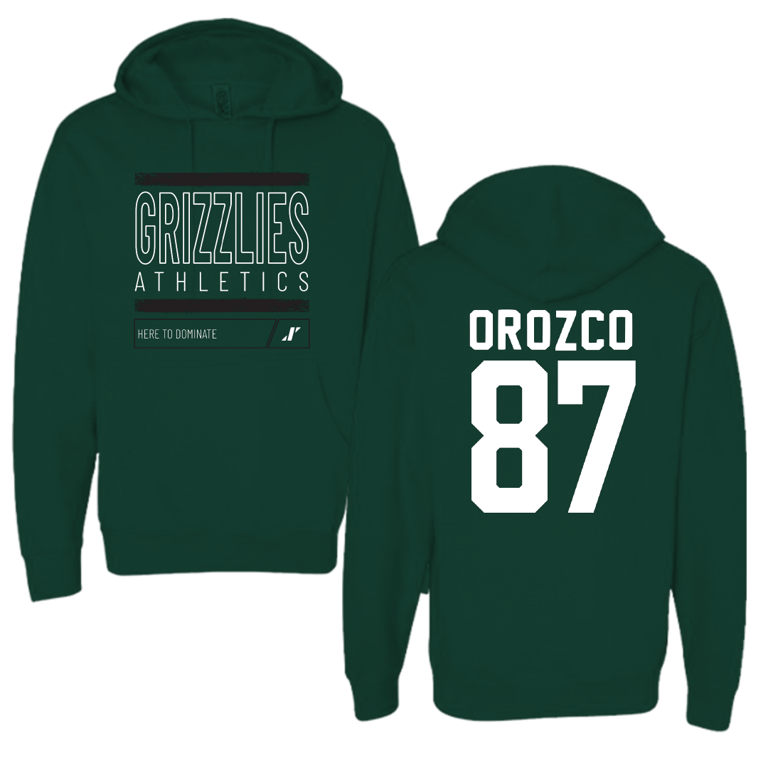 Adams State University Football Forest Green Dominate Hoodie - #87 Damien Orozco