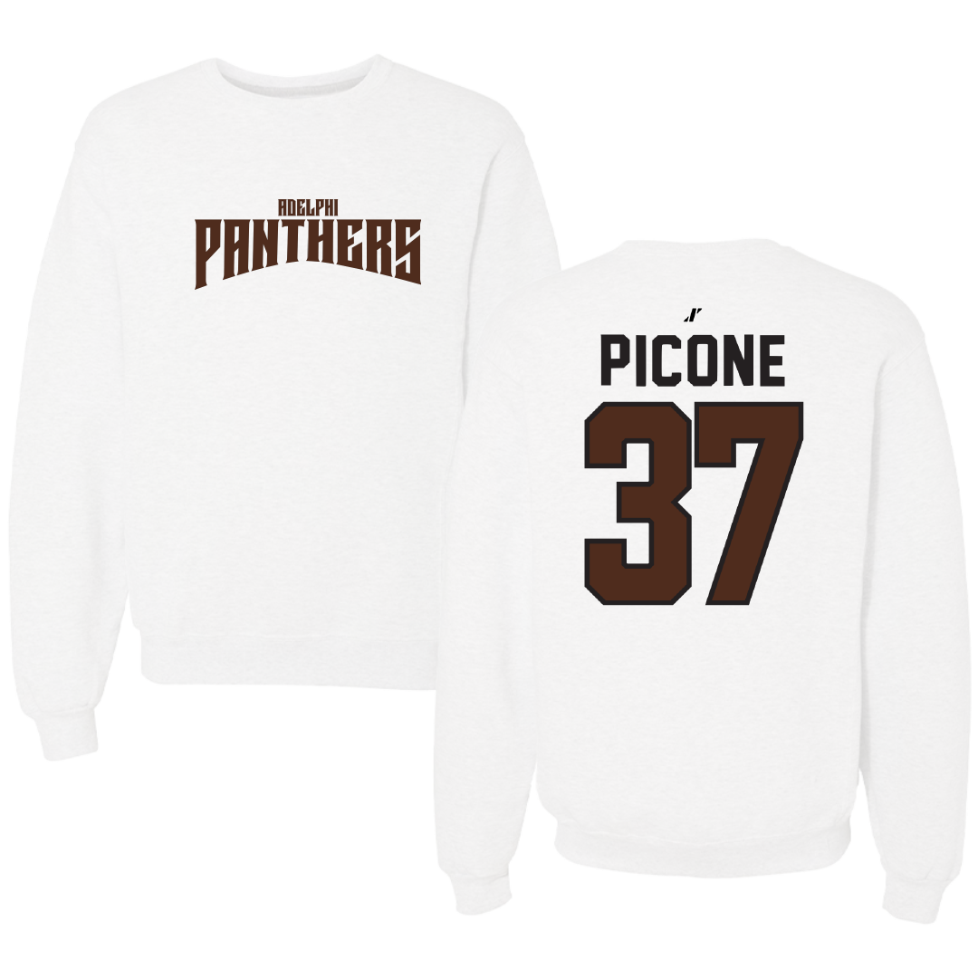 Adelphi University Baseball White Classic Crewneck - #37 CJ Picone