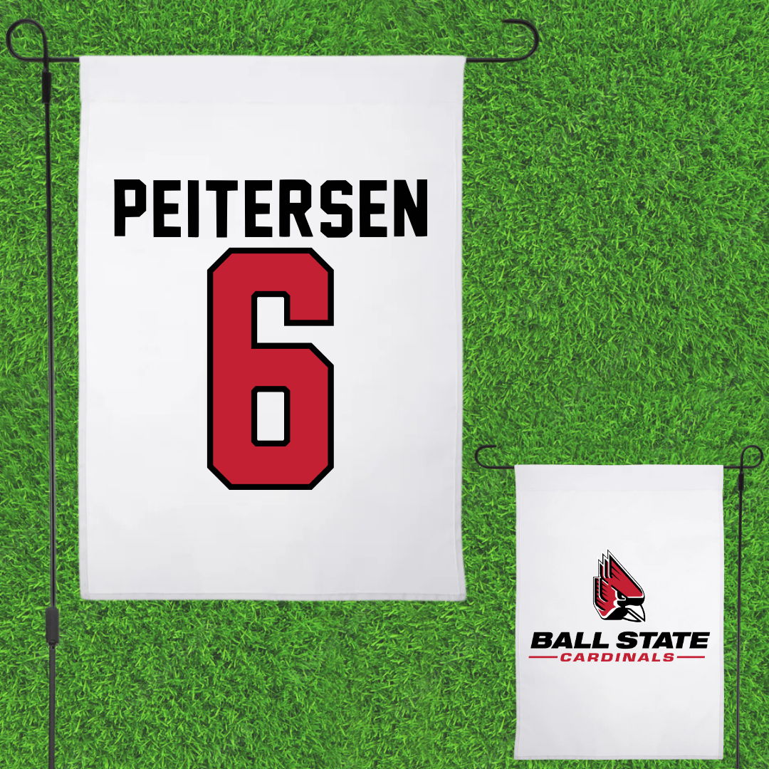 Ball State University Softball White Garden Flag - #6 Veronica Peitersen