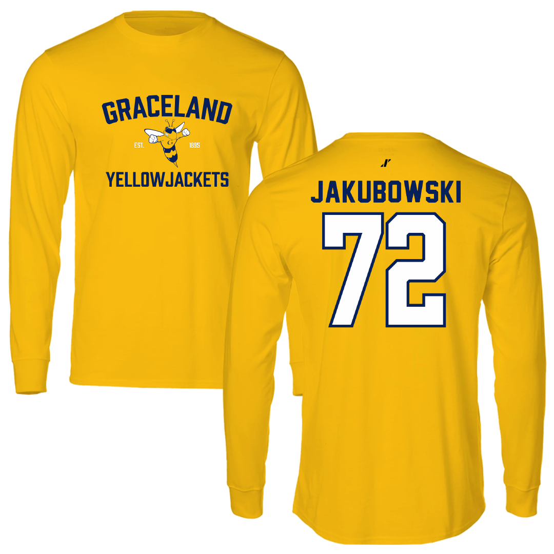Graceland University Football Gold General Performance Long Sleeve - #72 James Jakubowski