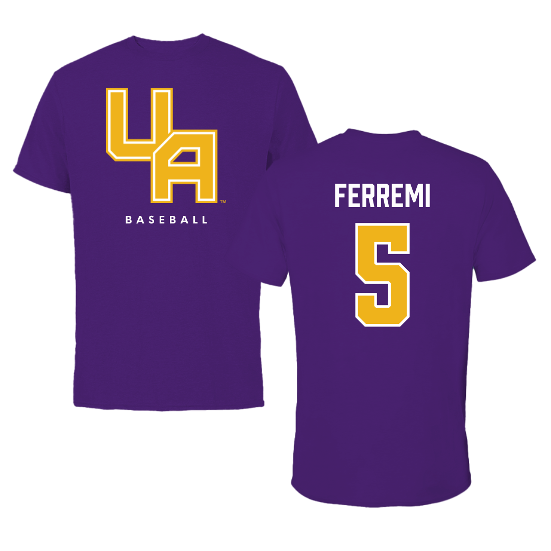 University at Albany Baseball Purple Block Tee - #5 Ryan Ferremi