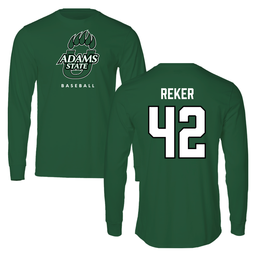 Adams State University Baseball Green Performance Long Sleeve - #42 Seth Reker