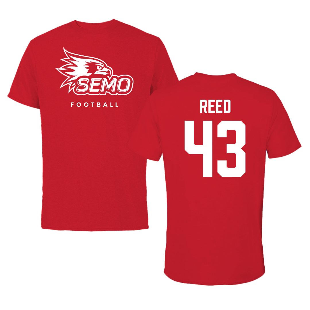 Southeast Missouri State University Football Red Tee - #43 Nolan Reed
