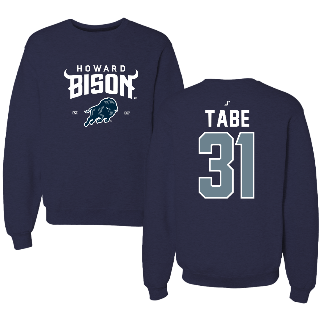 Howard University Football Navy General Crewneck - #31 Joseph Tabe