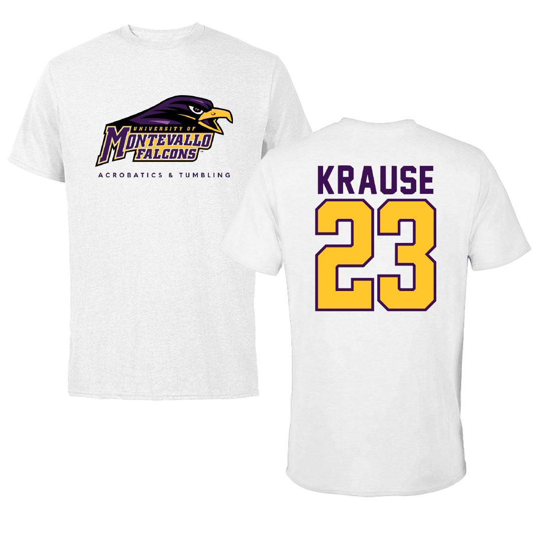 University of Montevallo Acrobatics & Tumbling White Tee - #23 Kyla Krause