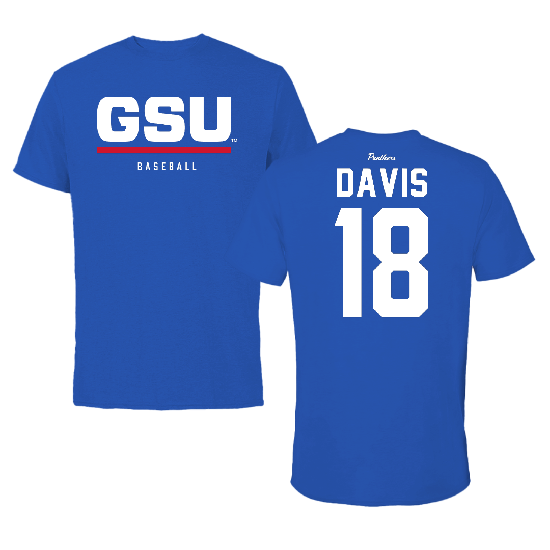 Georgia State University Baseball Blue Performance Tee - #18 Brandon Davis