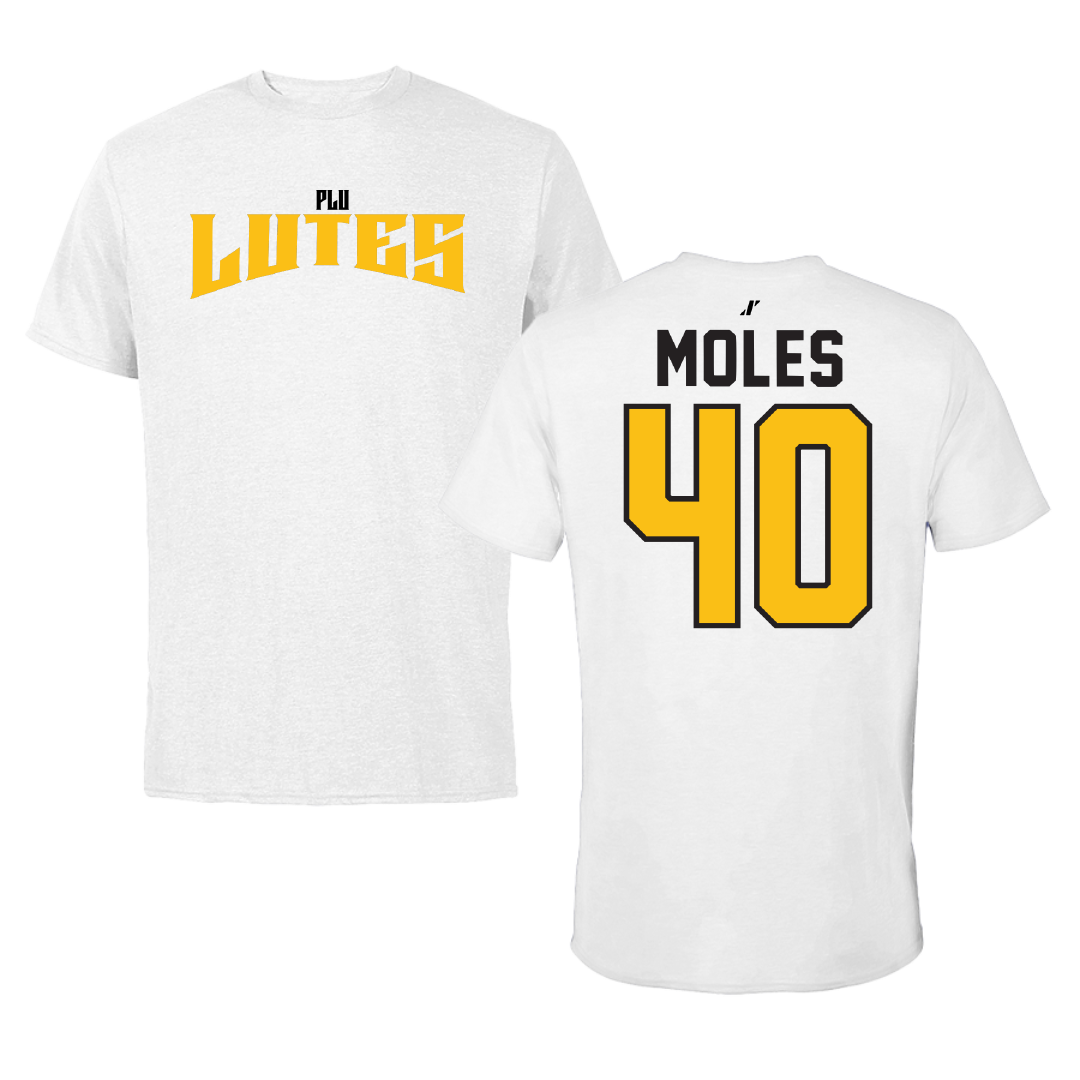 Pacific Lutheran University Basketball White Classic Performance Tee - #40 Madison Moles