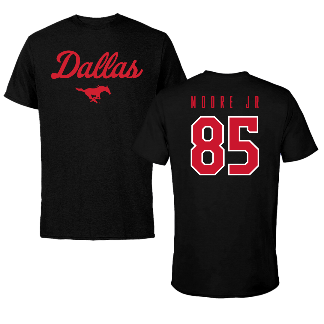 Southern Methodist University Football Black Dallas Tee - #85 Adam Moore Jr