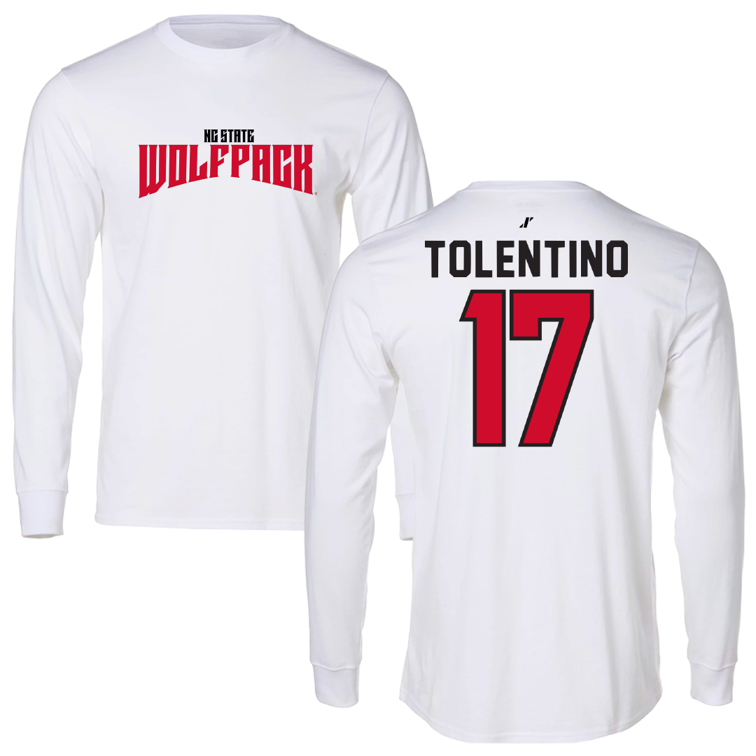 North Carolina State University Soccer White Classic Performance Long Sleeve - #17 Caden Tolentino