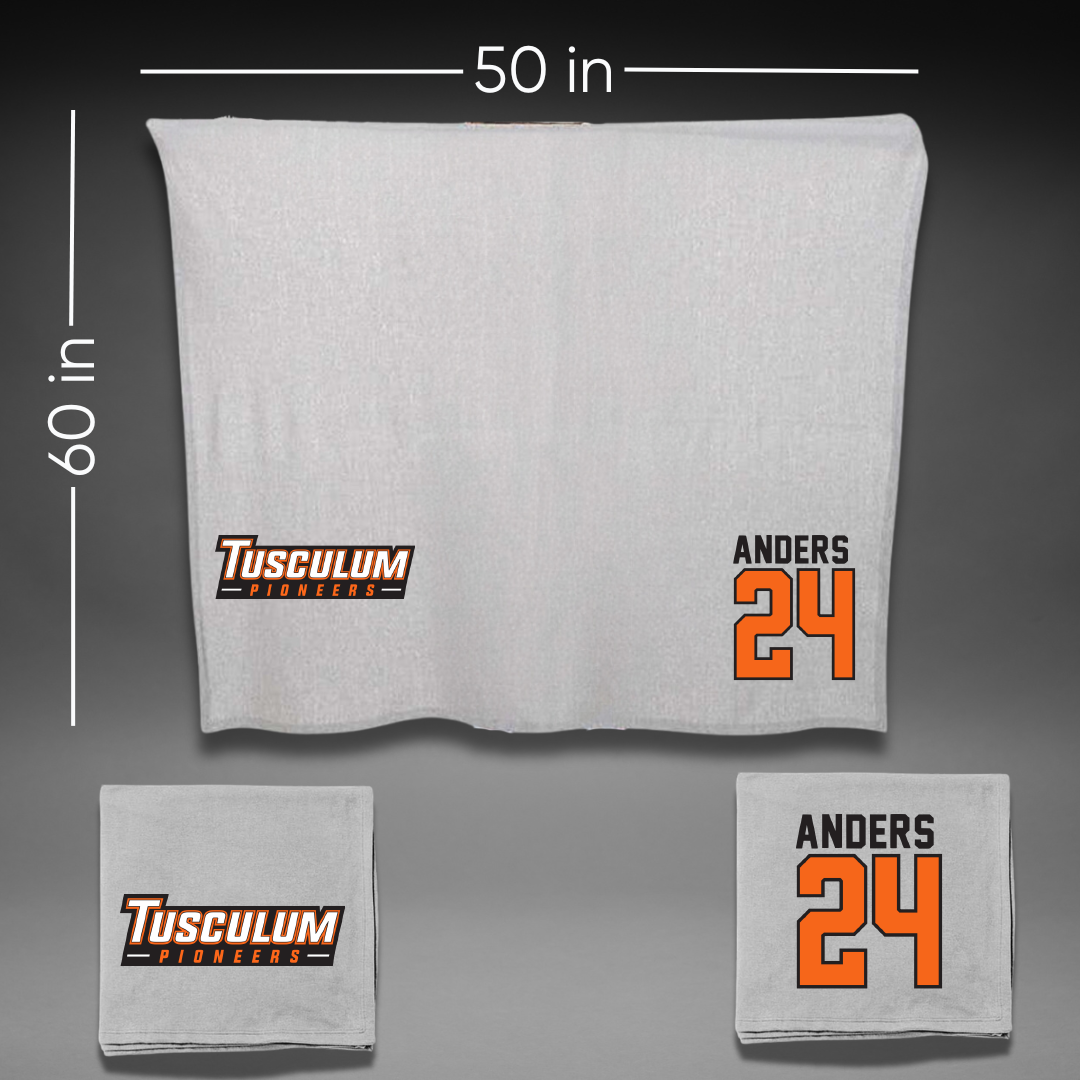 Tusculum University Baseball Gray Blanket - #24 Brice  Anders