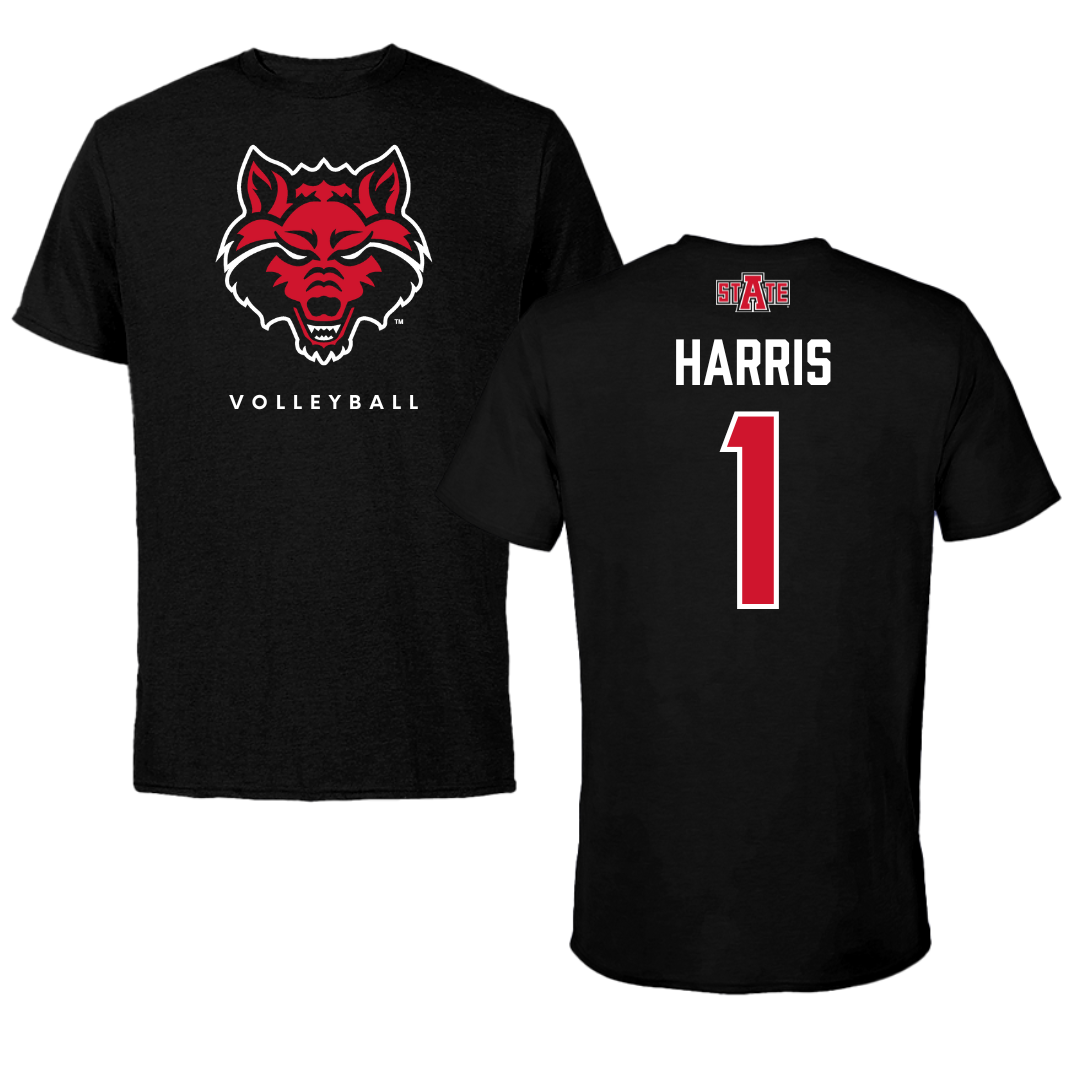 Arkansas State University Volleyball Black Performance Tee - #1 Abby Harris