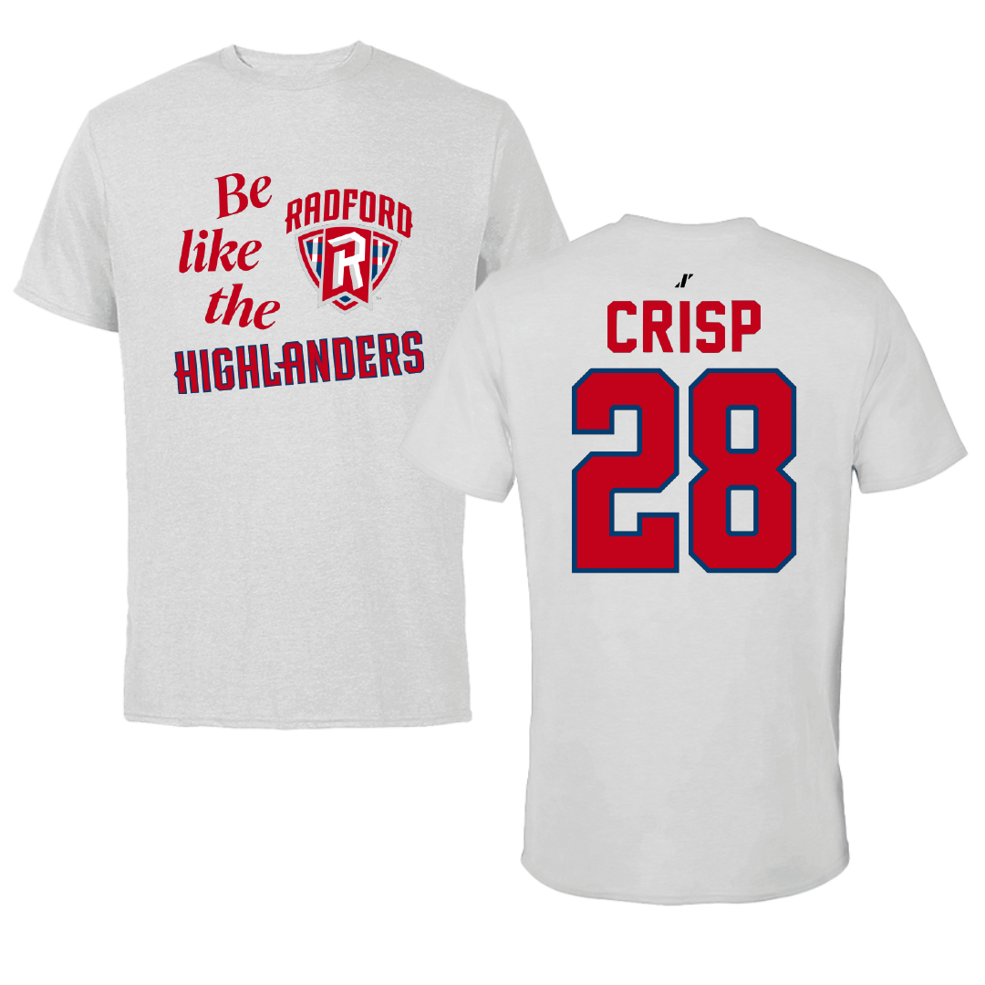 Radford University Baseball Light Gray Be Like Us Performance Tee - #28 Kyle Crisp