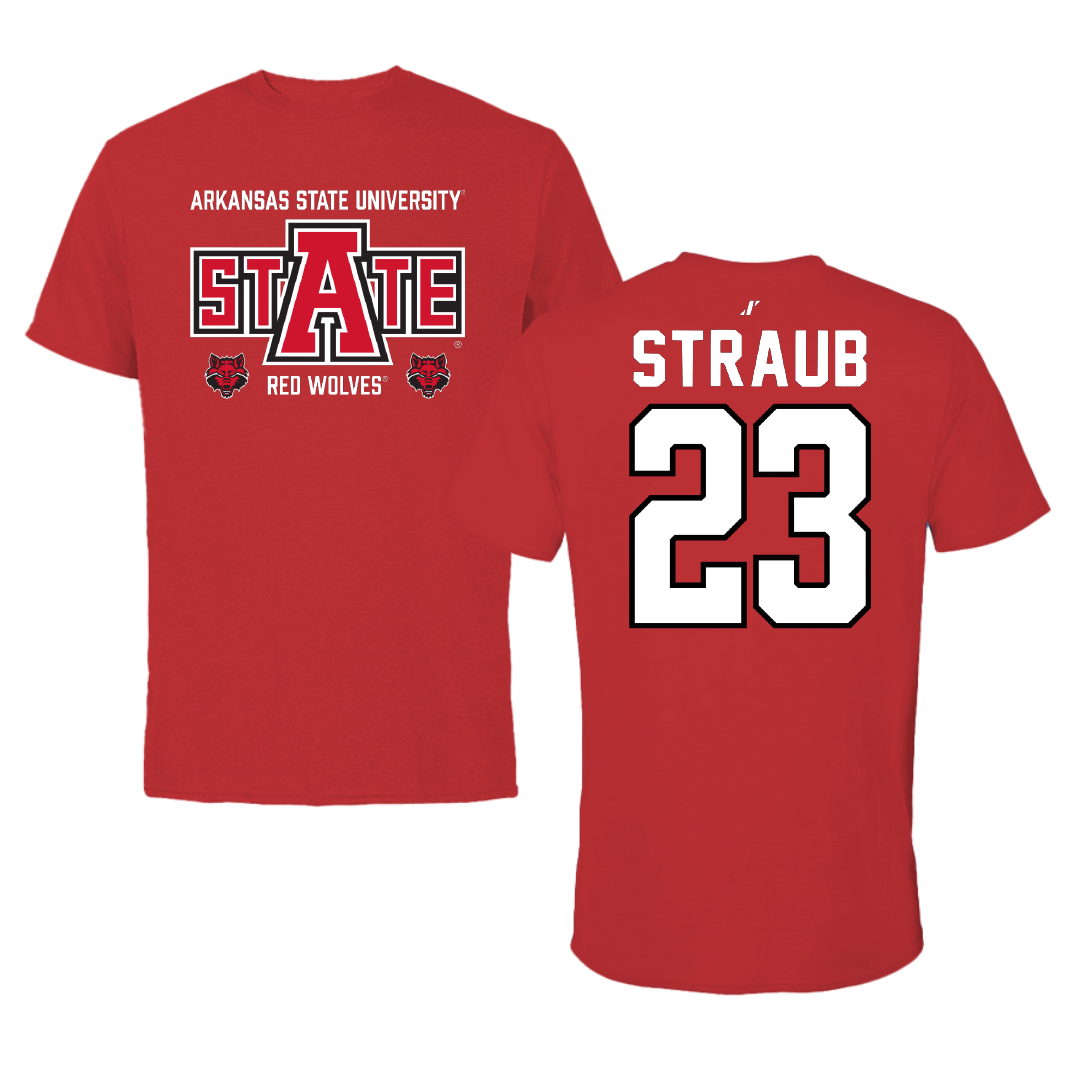 Arkansas State University Bowling Red General Tee - #23 Melanie Straub