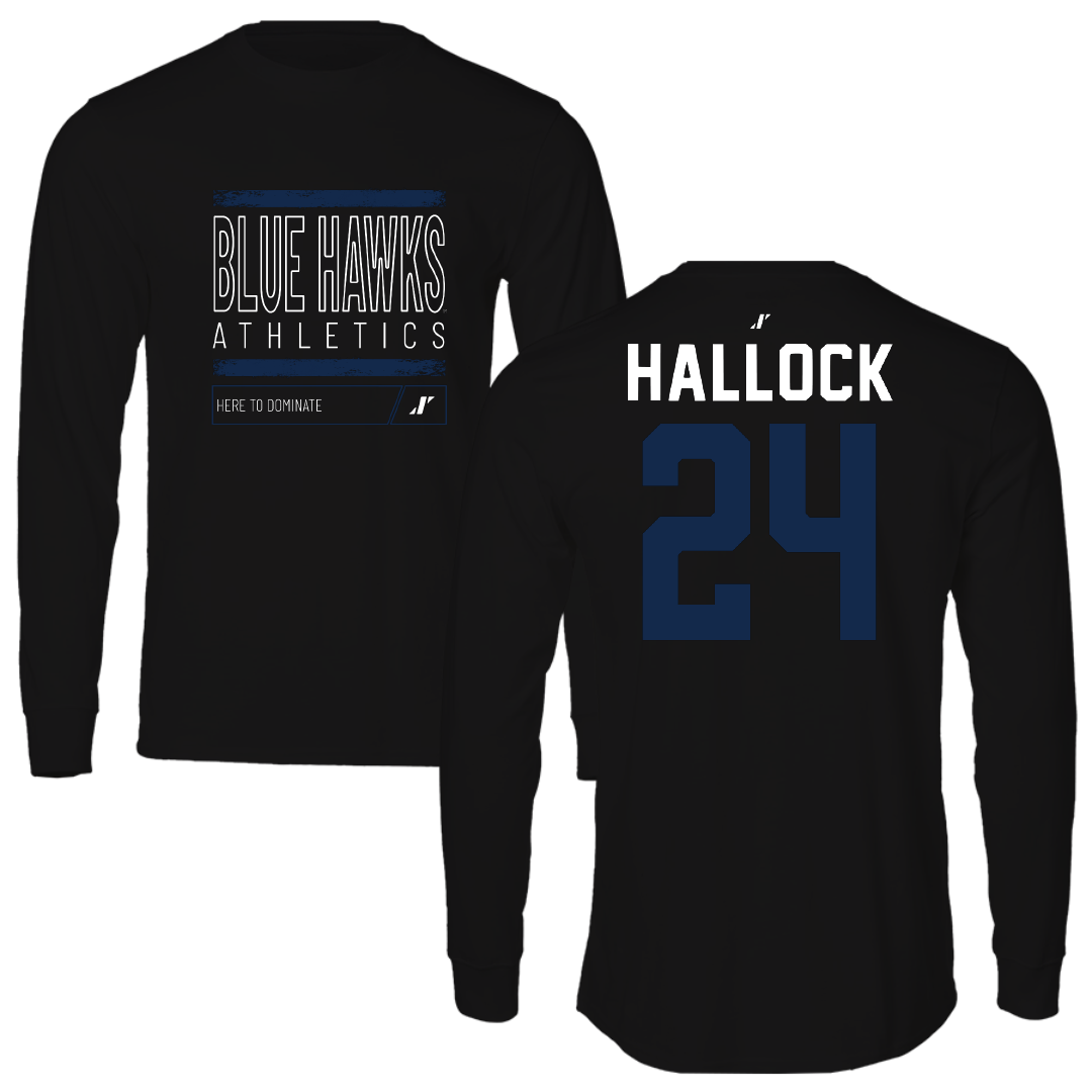 Dickinson State University Football Black Dominate Performance Long Sleeve - #24 Kyler Hallock
