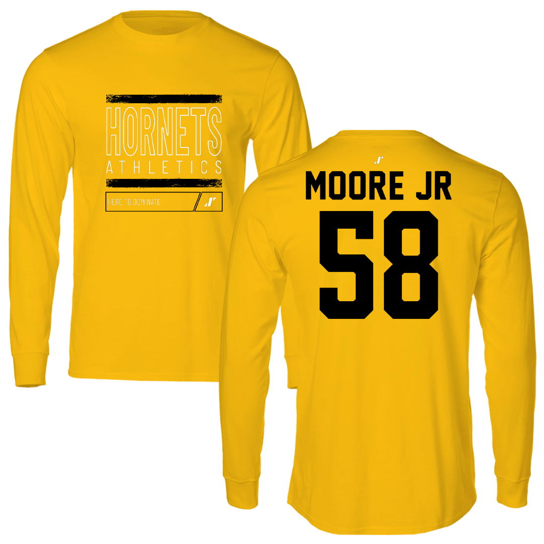 Alabama State University Football Gold Dominate Performance Long Sleeve - #58 Michael Moore Jr