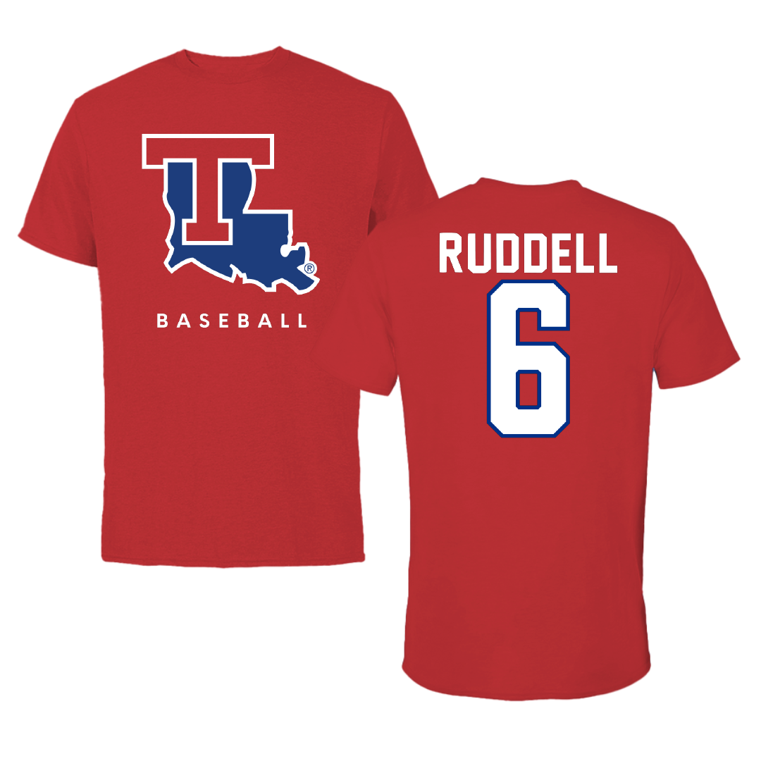Louisiana Tech University Baseball Red Performance Tee - #6 Zeb Ruddell