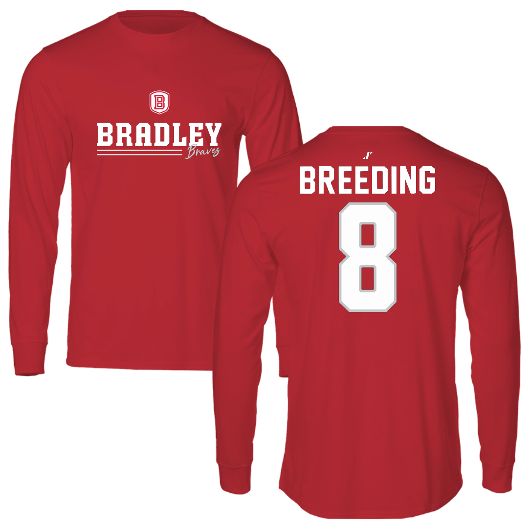 Bradley University Softball Red General Performance Long Sleeve - #8 Ashley Breeding