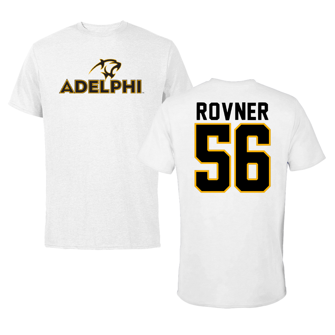 Adelphi University Baseball White Performance Tee - #56 Zach Rovner