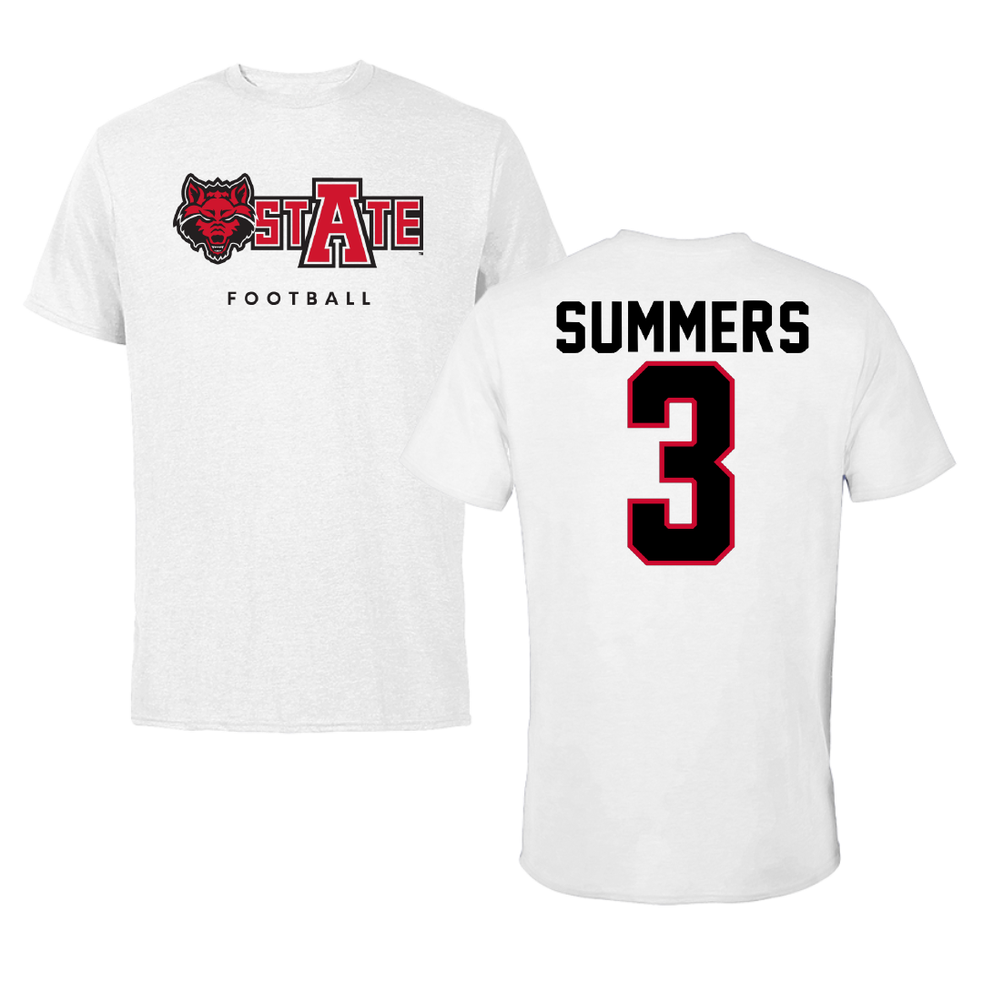 Arkansas State University Football White Tee - #3 Hunter Summers