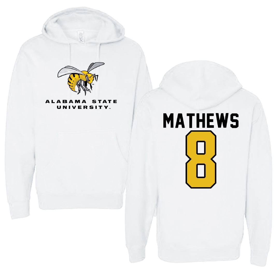Alabama State University Soccer White Block Hoodie - #8 Erica Mathews