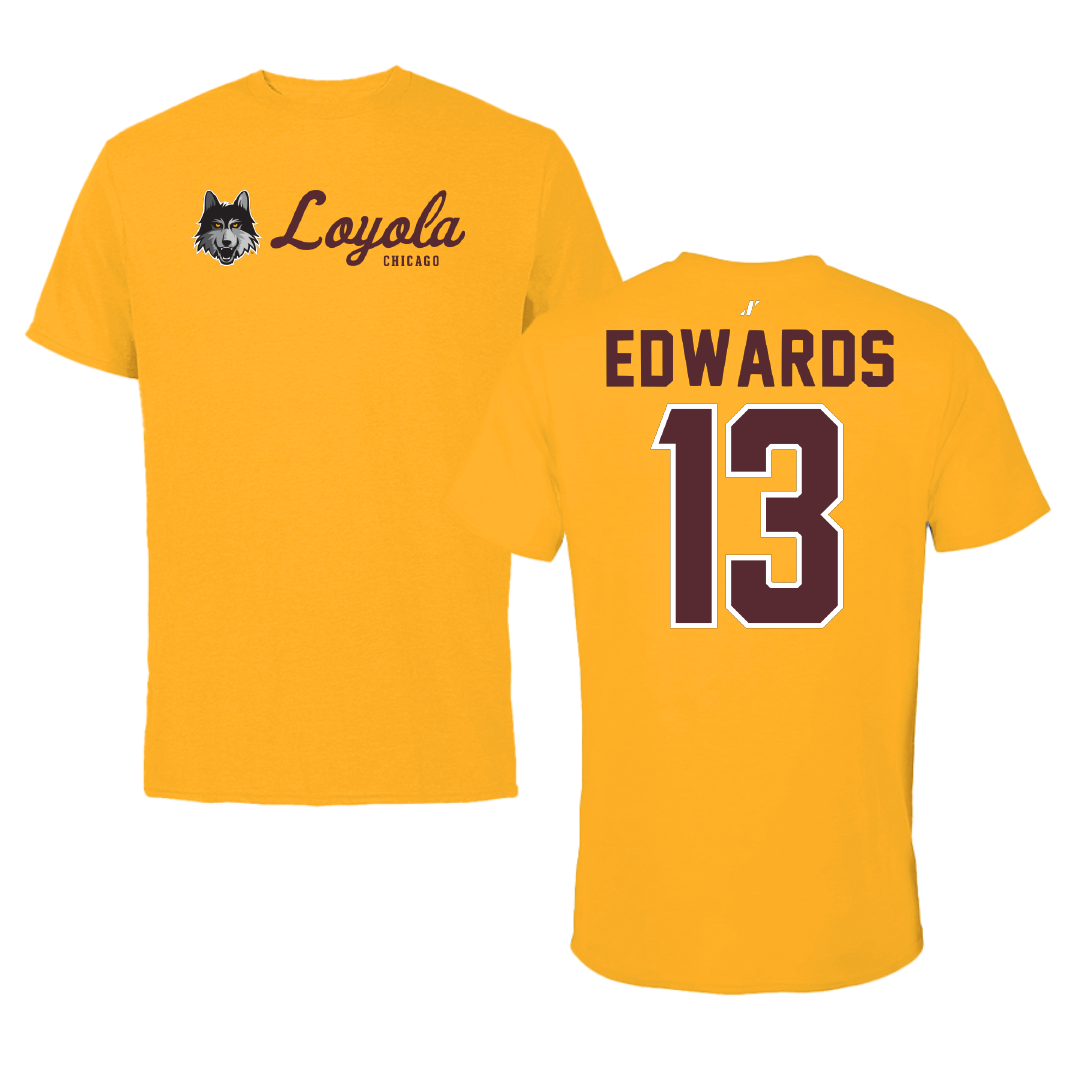 Loyola University-Chicago Basketball Gold General Tee - #13 Sheldon Edwards