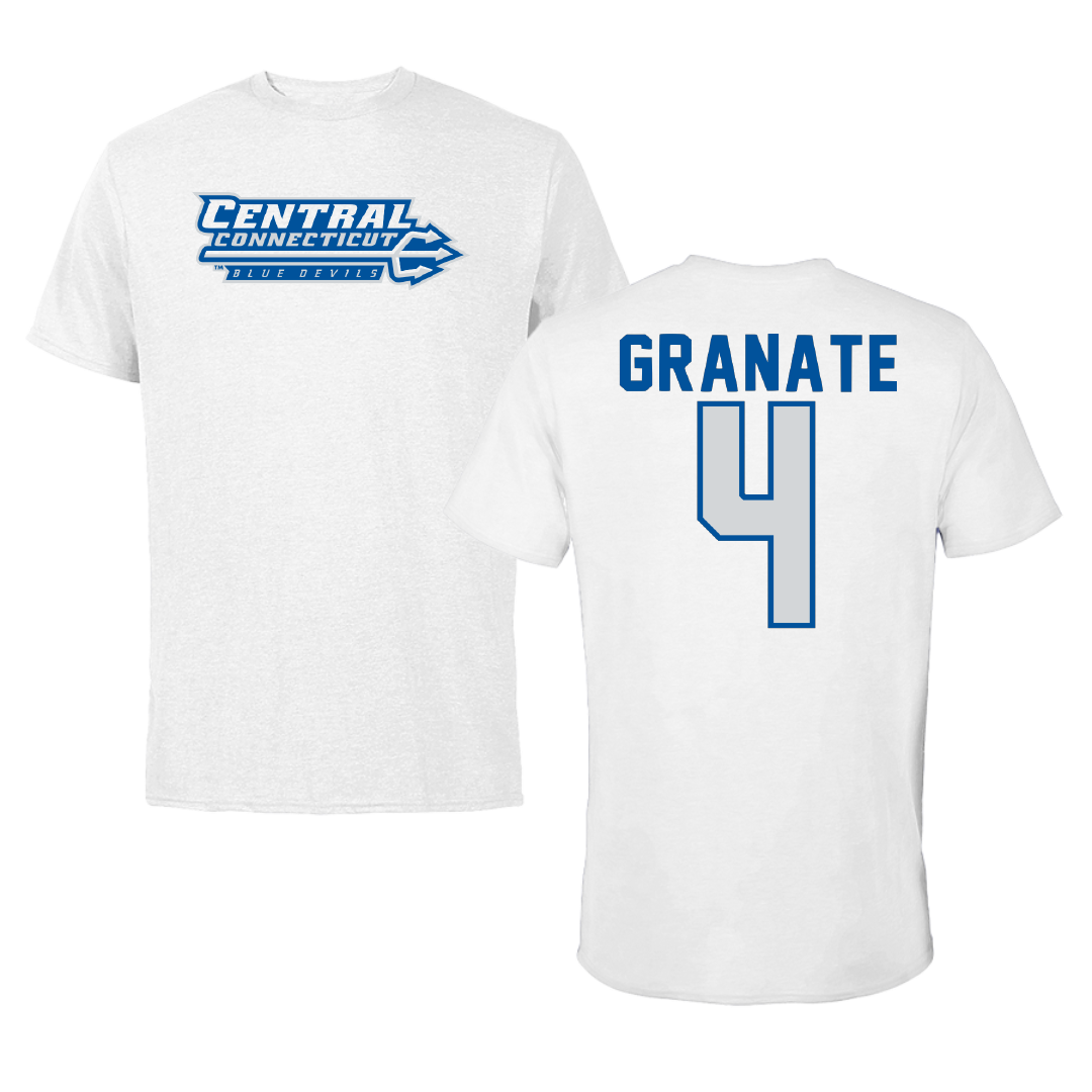 Central Connecticut State University Softball White Performance Tee - #4 Gracie Granate