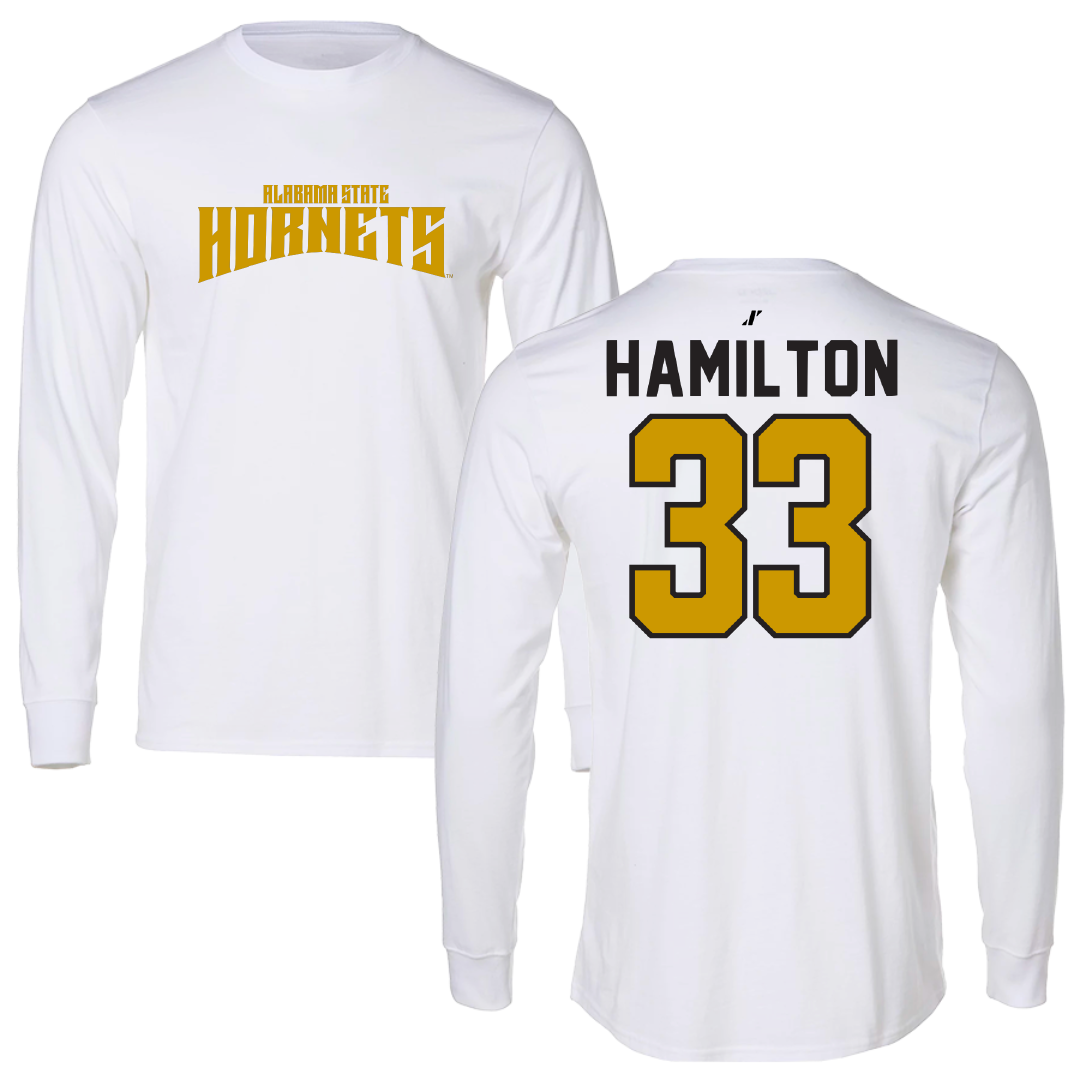 Alabama State University Basketball White Classic Performance Long Sleeve - #33 Talayah Hamilton
