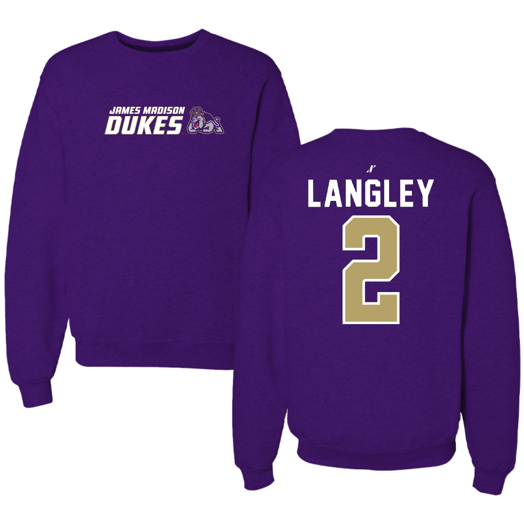 James Madison University Baseball Purple General Crewneck - #2 Kyle Langley