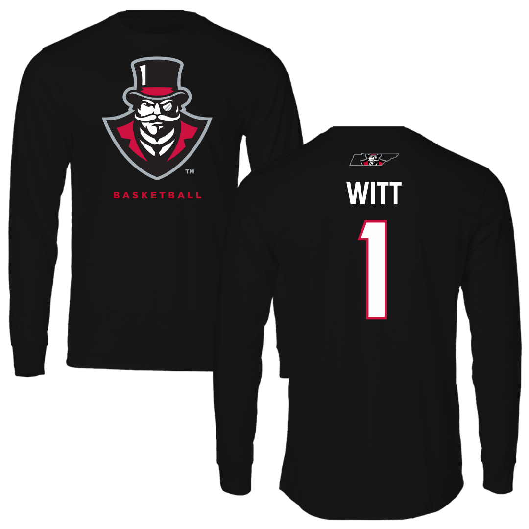Austin Peay State University Basketball Black Mascot Performance Long Sleeve - #1 Sai Witt