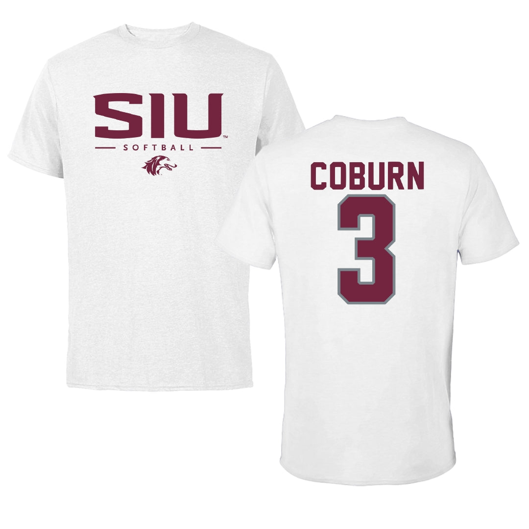Southern Illinois University at Carbondale Softball White Performance Tee - #3 Mikaela Coburn