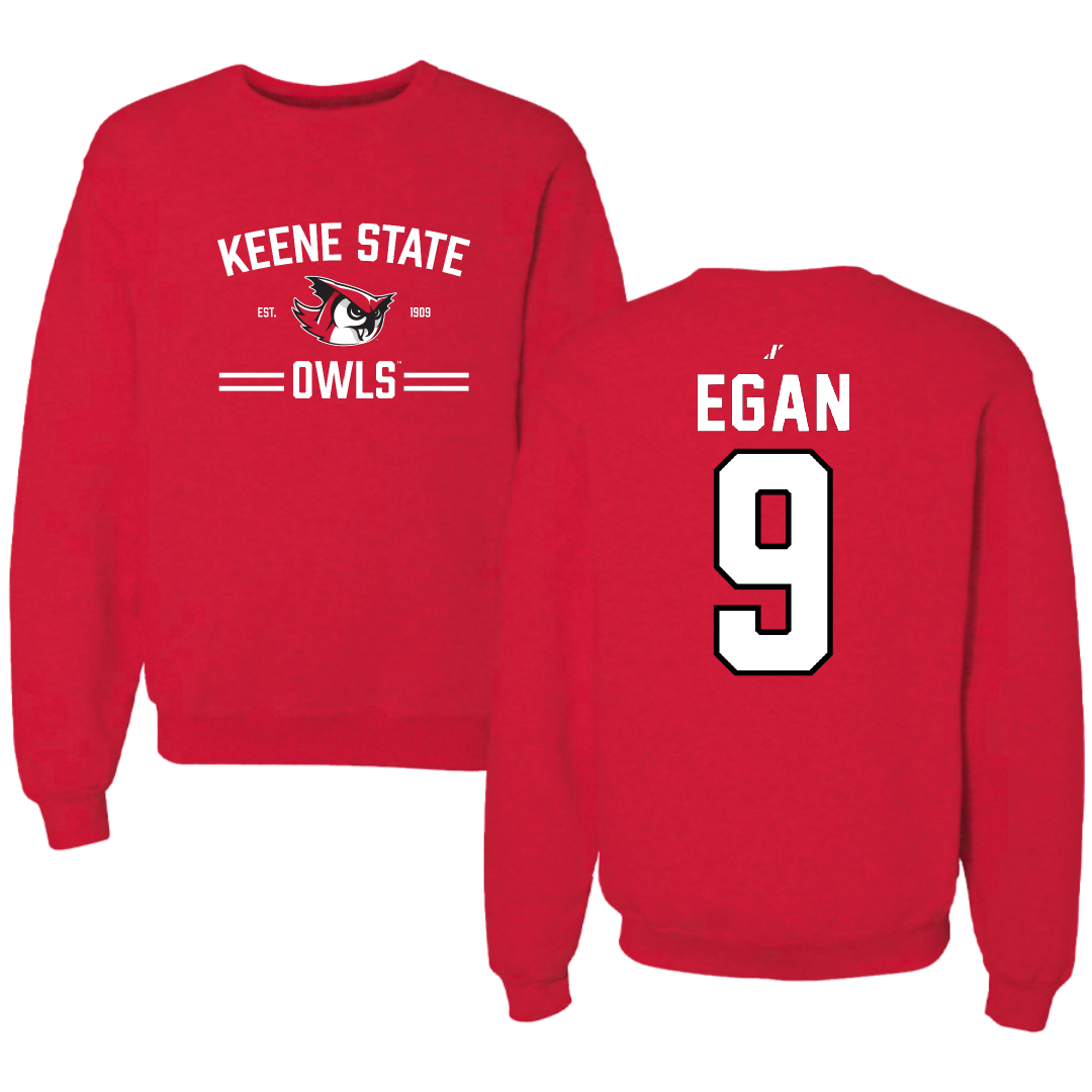 Keene State College Baseball Red General Crewneck - #9 Sean Egan