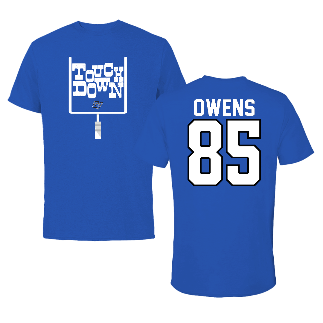 Grand Valley State University Football Blue Touchdown Tee - #85 Kenyon Owens