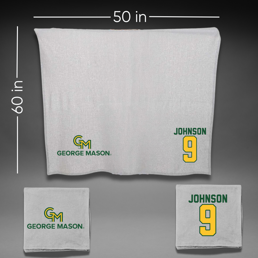 George Mason University Basketball Gray Blanket - #9 Kam Johnson