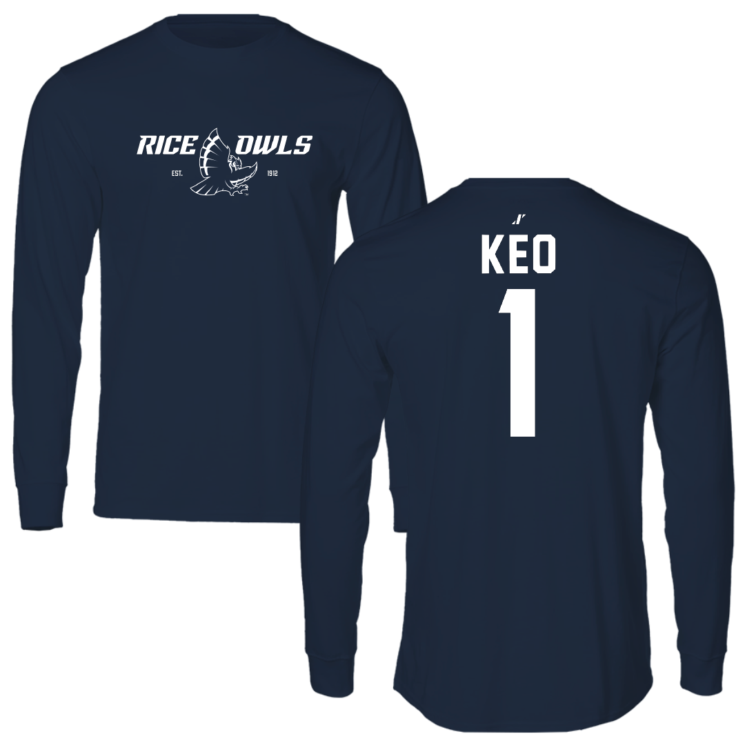 Rice University Baseball Navy General Long Sleeve - #1 Maddox Keo