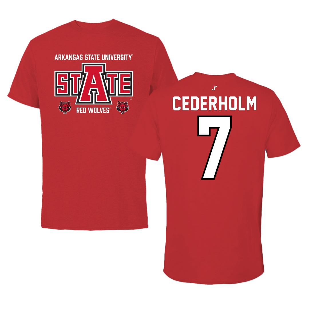 Arkansas State University Soccer Red General Performance Tee - #7 Tindra Cederholm