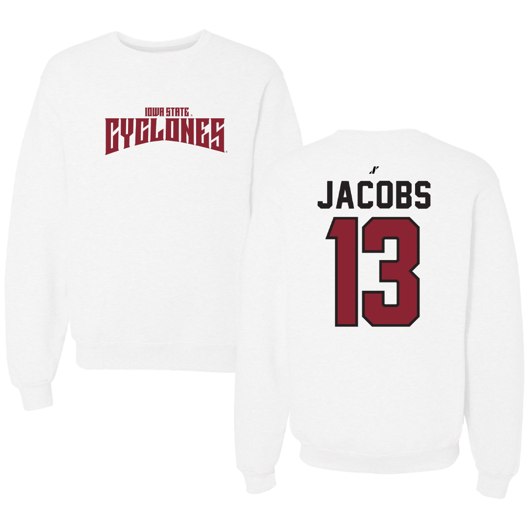 Iowa State University Soccer White Classic Crewneck - #13 Nicolasa Jacobs