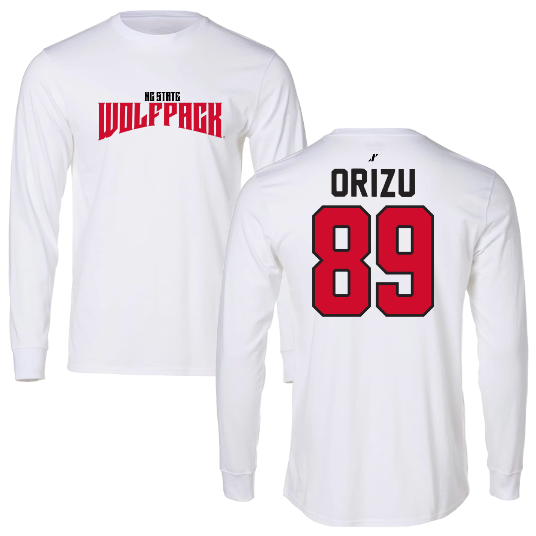 North Carolina State University Football White Classic Performance Long Sleeve - #89 Odera Orizu