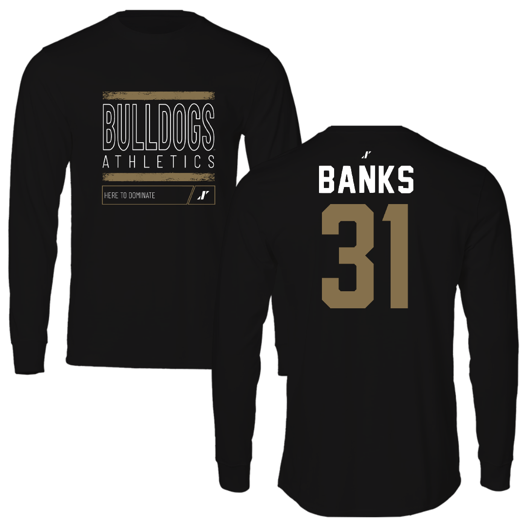 Bryant University Football Black Dominate Performance Long Sleeve - #31 Devon Banks