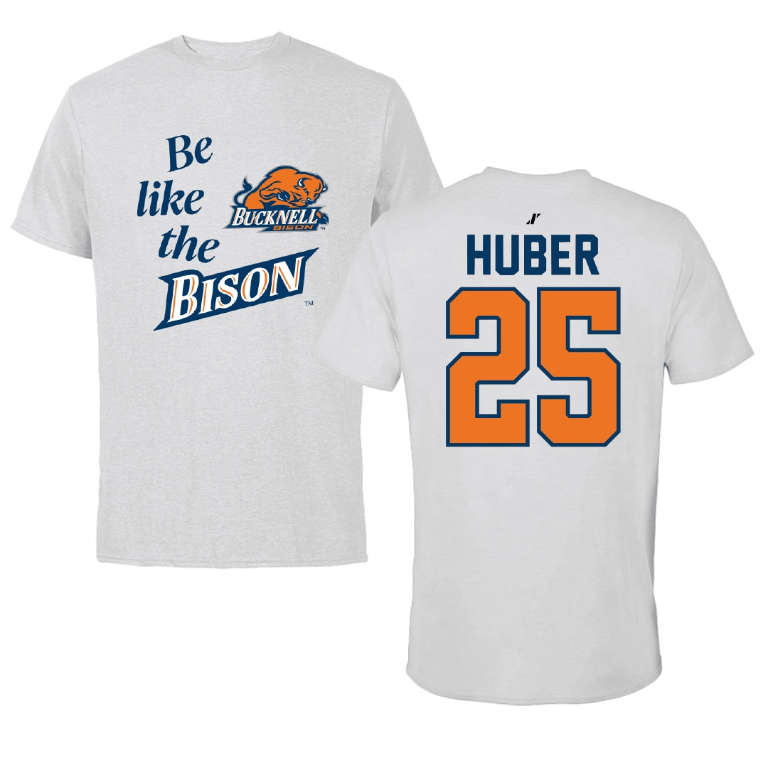 Bucknell University Lacrosse Light Gray Be Like Us Performance Tee - #25 Hans Huber
