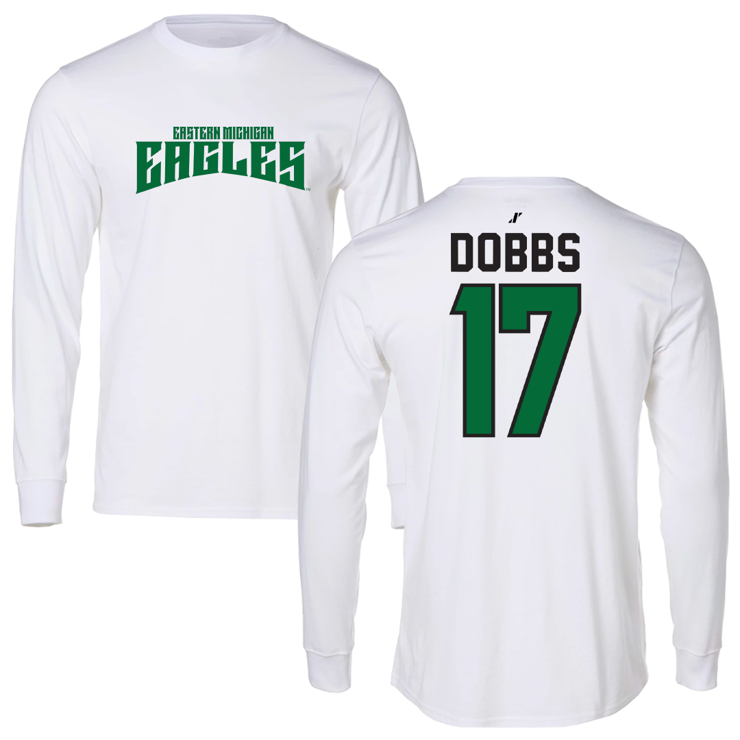 Eastern Michigan University Football White Classic Performance Long Sleeve - #17 Caleb Dobbs