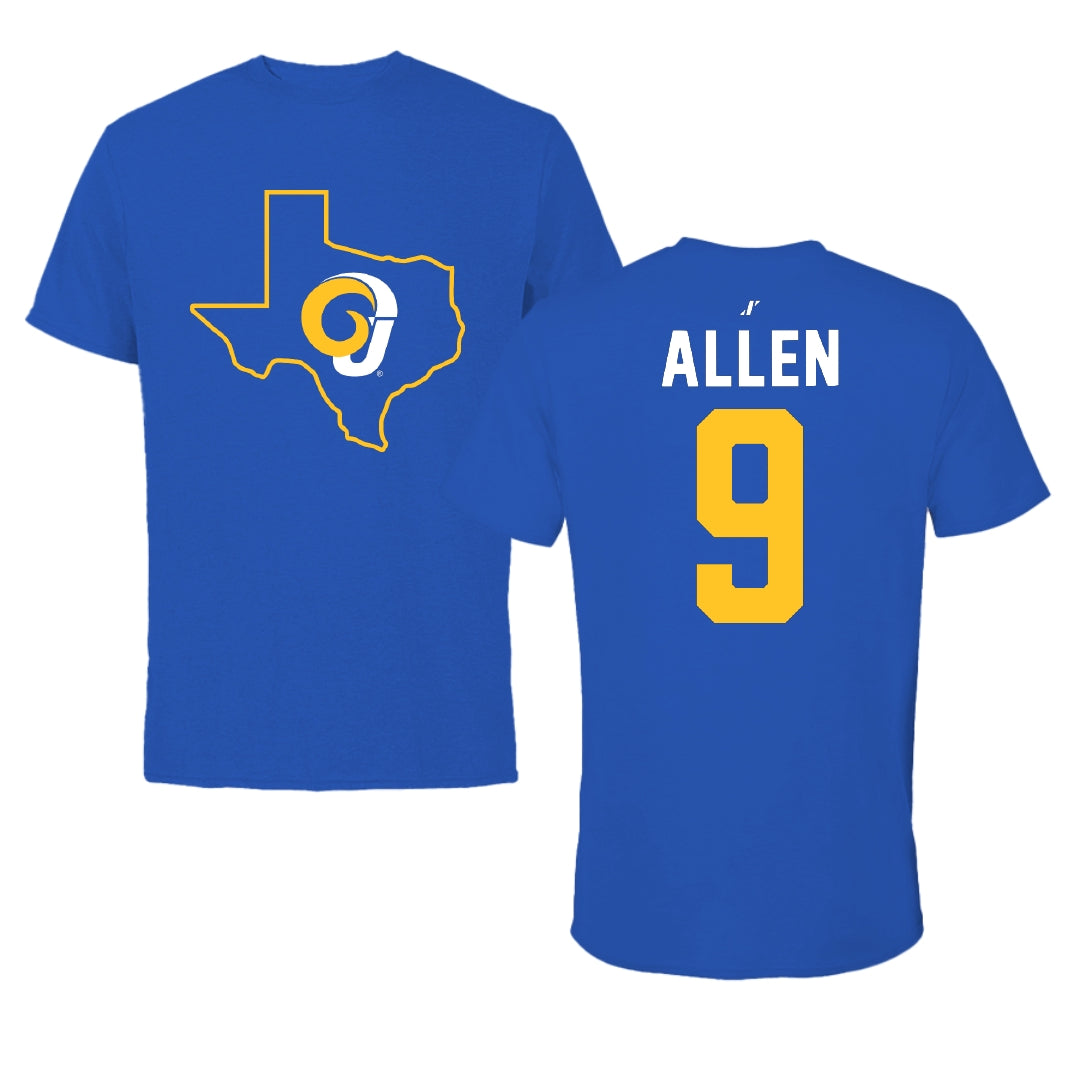 Angelo State University Football Blue State Performance Tee - #9 Kenton Allen