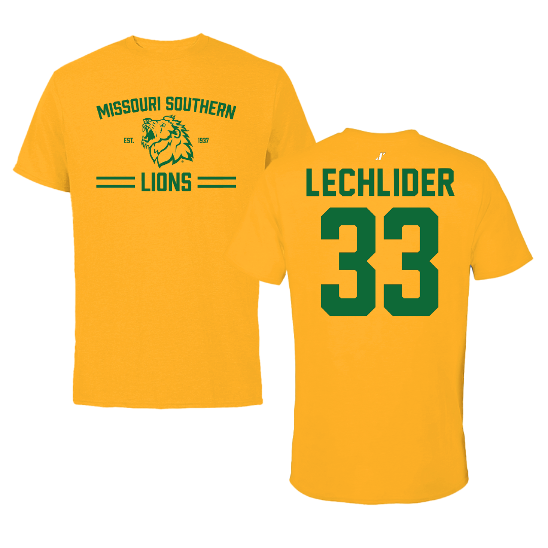 Missouri Southern State University Basketball Gold General Tee - #33 Cody Lechlider