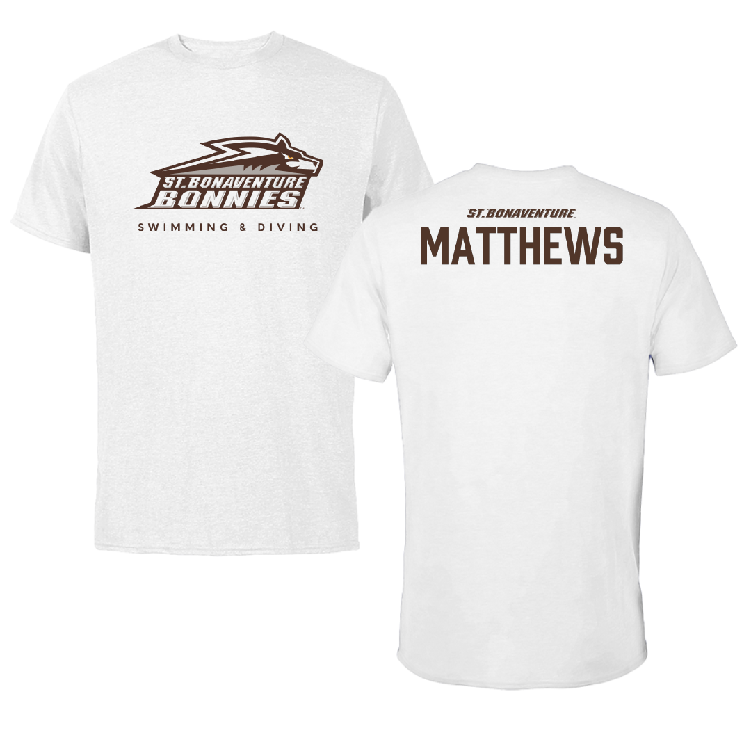 St. Bonaventure University Swimming & Diving White Tee - Sam Matthews