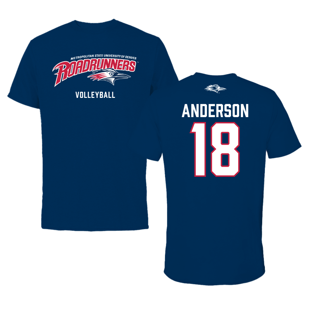 Metropolitan State University of Denver Volleyball Navy Performance Tee - #18 Riley Anderson