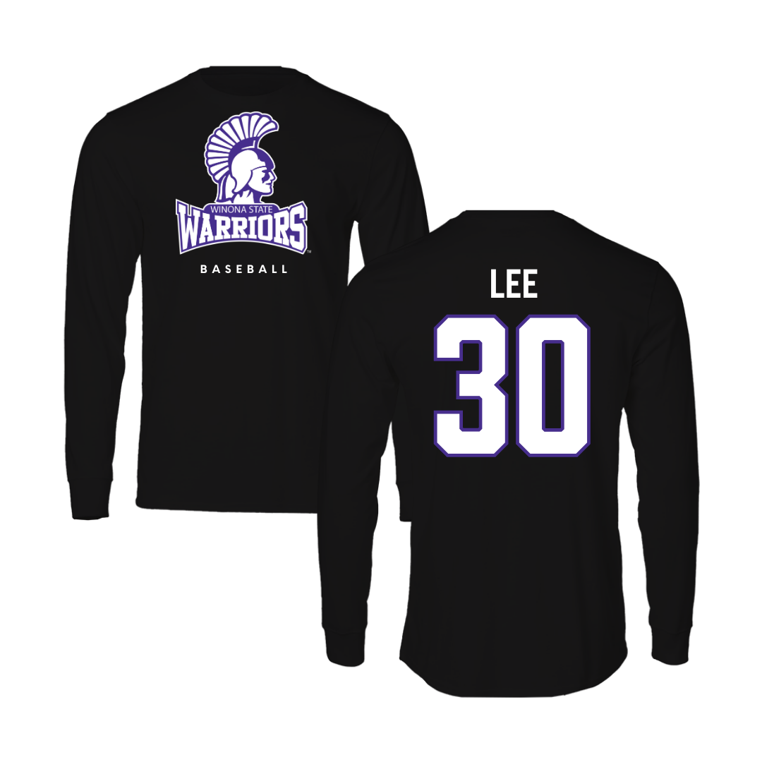 Winona State University Baseball Black Performance Long Sleeve - #30 Peyton Lee