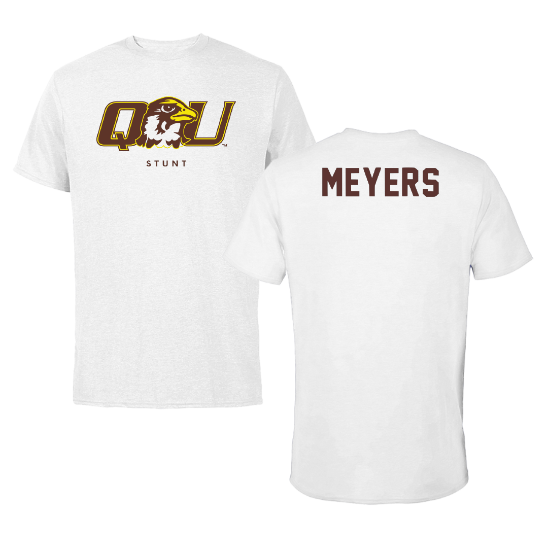 Quincy University STUNT White Tee - #12 Jocelyn Meyers